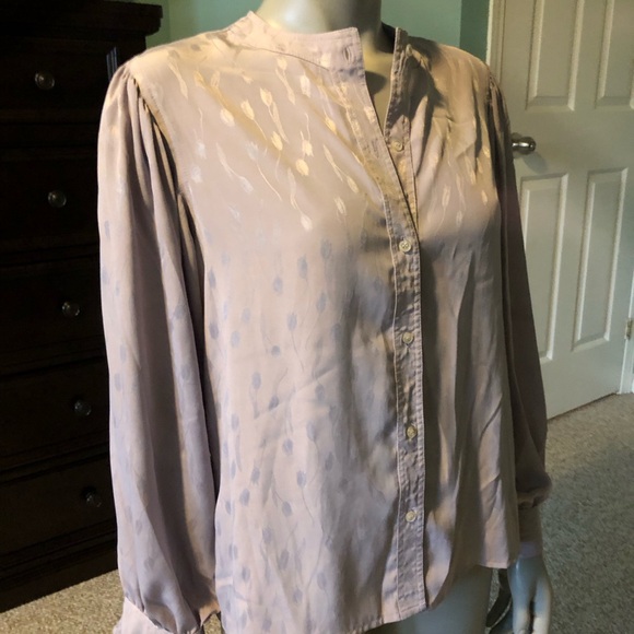 Evan Picone collarless dress shirt with lantern style sleeves 1980’s M-L - Picture 5 of 8